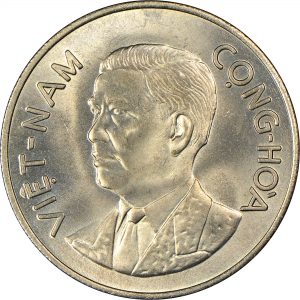 Tiền xu Việt Nam Cộng Hoà 10 Đồng Copper Nickel 1968Mặt trước: Chân dung 3 cô gái
Mặt sau: Hình ảnh 2 con rồng
Kích thước: mm
Chất liêu: Aluminium (nhôm)
Độ dầy: mm