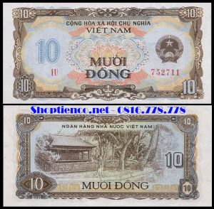 Tiền giấy Việt Nam 10 đồng 1980Mặt trước: Quốc huy và hoạ tiết
Mặt sau: Hình ảnh Nhà sàn Hồ Chủ tịch
Khuôn khổ: 132 mm x 65 mm.
Màu sắc: Màu nâu và xanh cho cả hai mặt